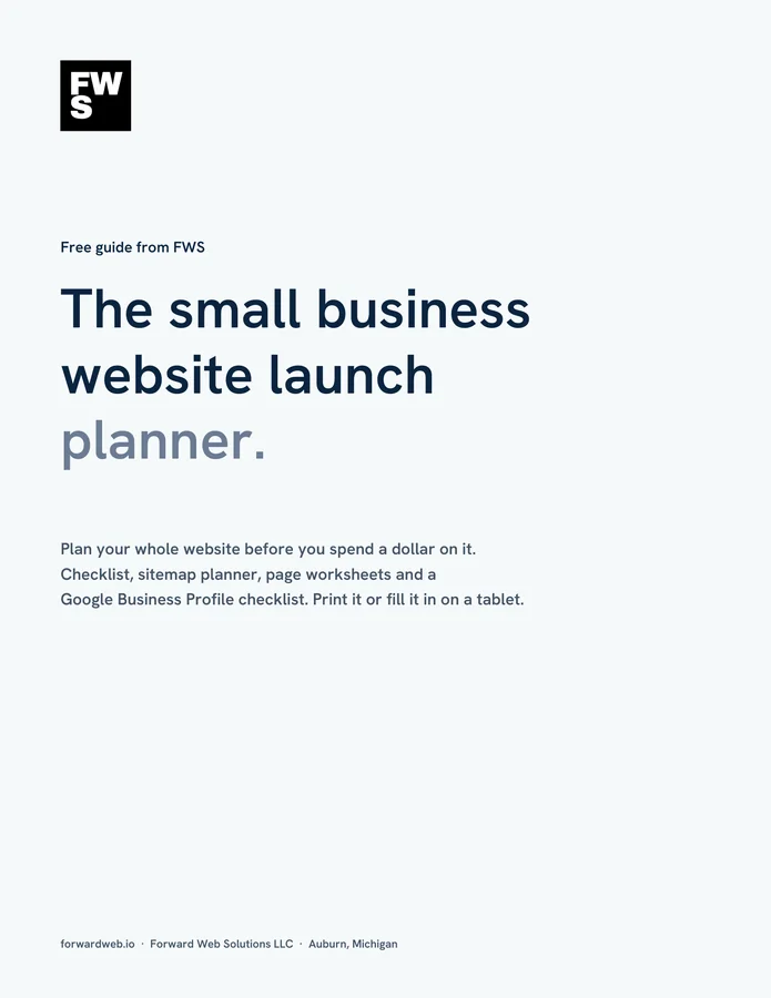 Cover of the FWS small business website launch planner